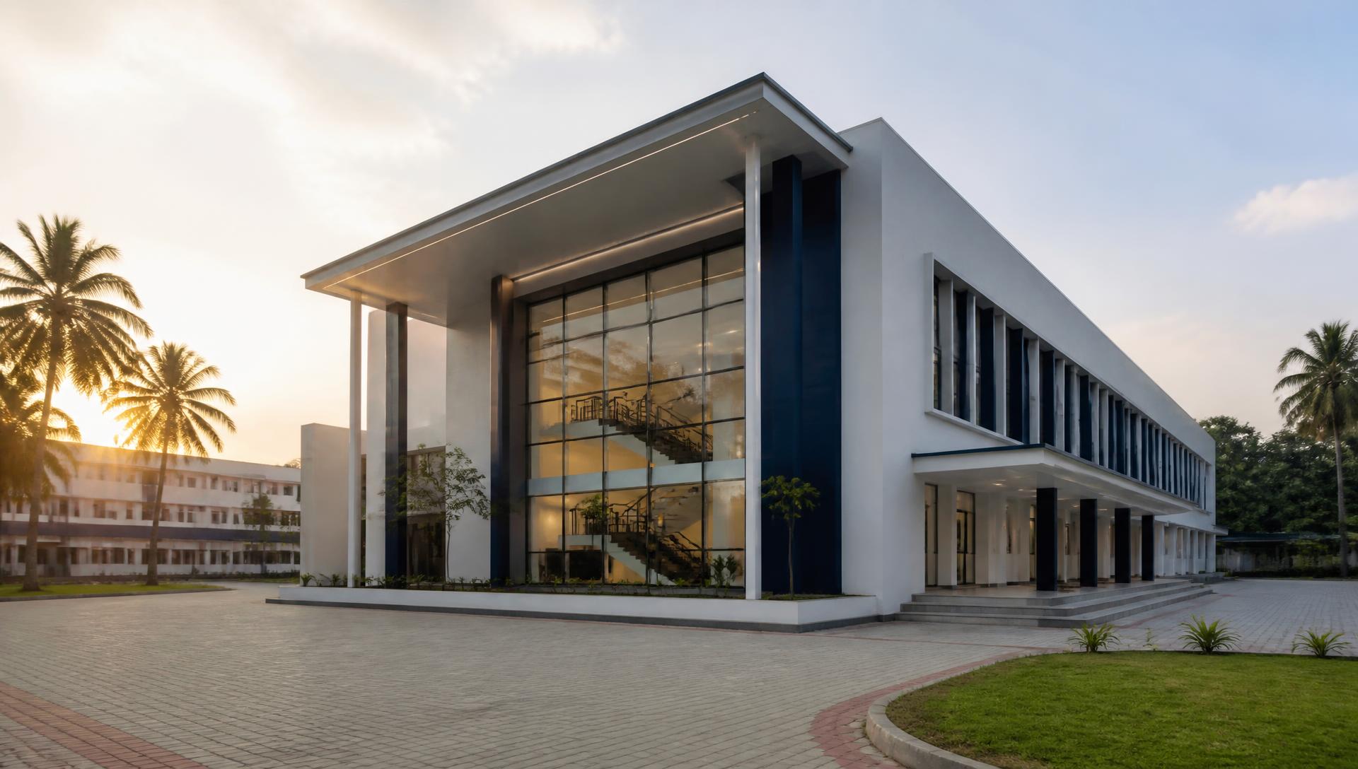 Islahi English Medium School campus at golden hour